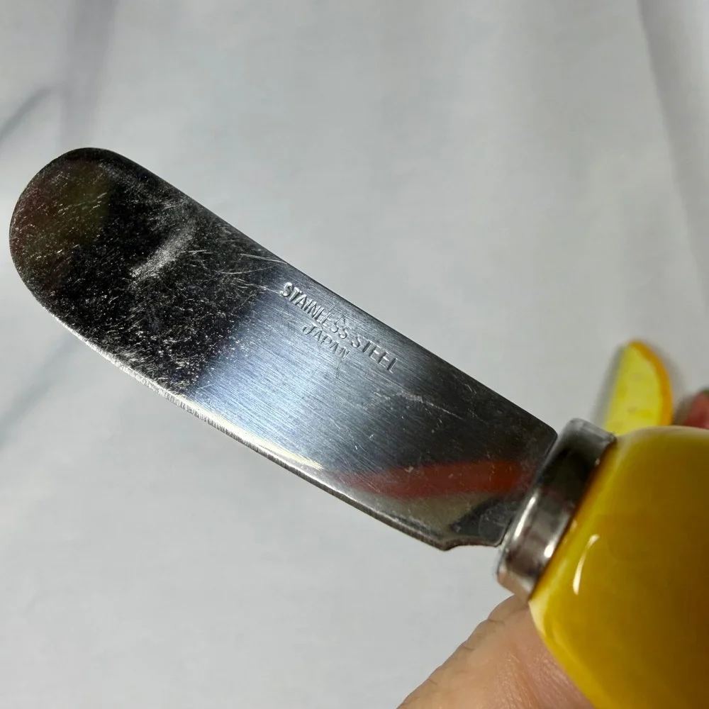 Vintage Japan Stainless Steel Ceramic Fruit & Vegetable Handle Flatware‎ Set 5pc
